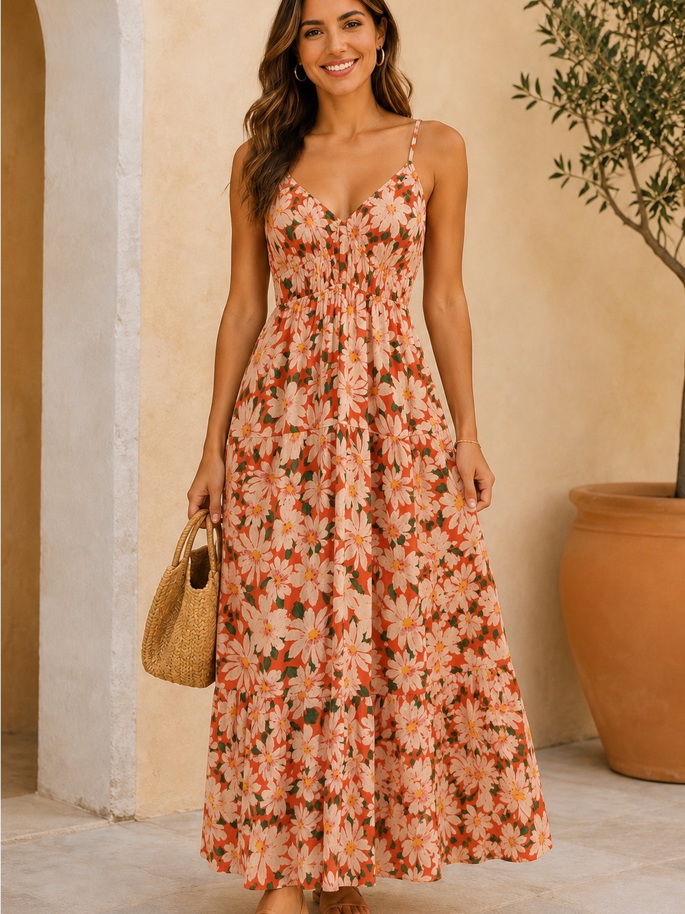 Angie Coral Floral  Maxi Dress - Picture 8 of 8